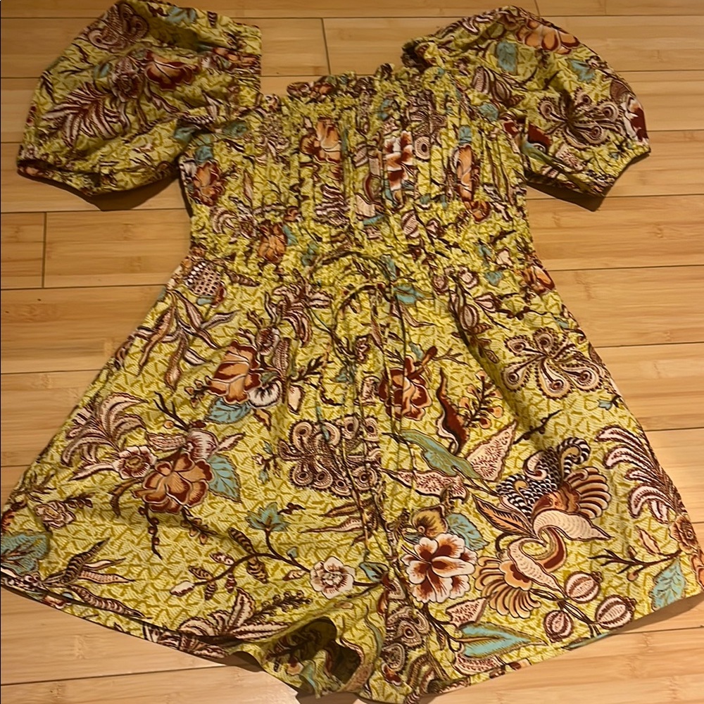 Ulla Johnson Yellow Floral Puff Sleeve Romper
